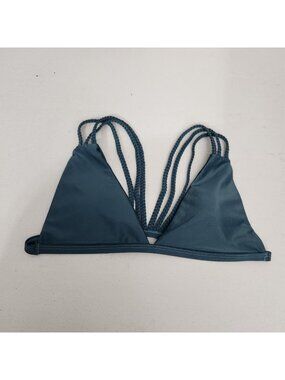 Triangle Bikini Top With Braided Straps In Teal Size L Juniors